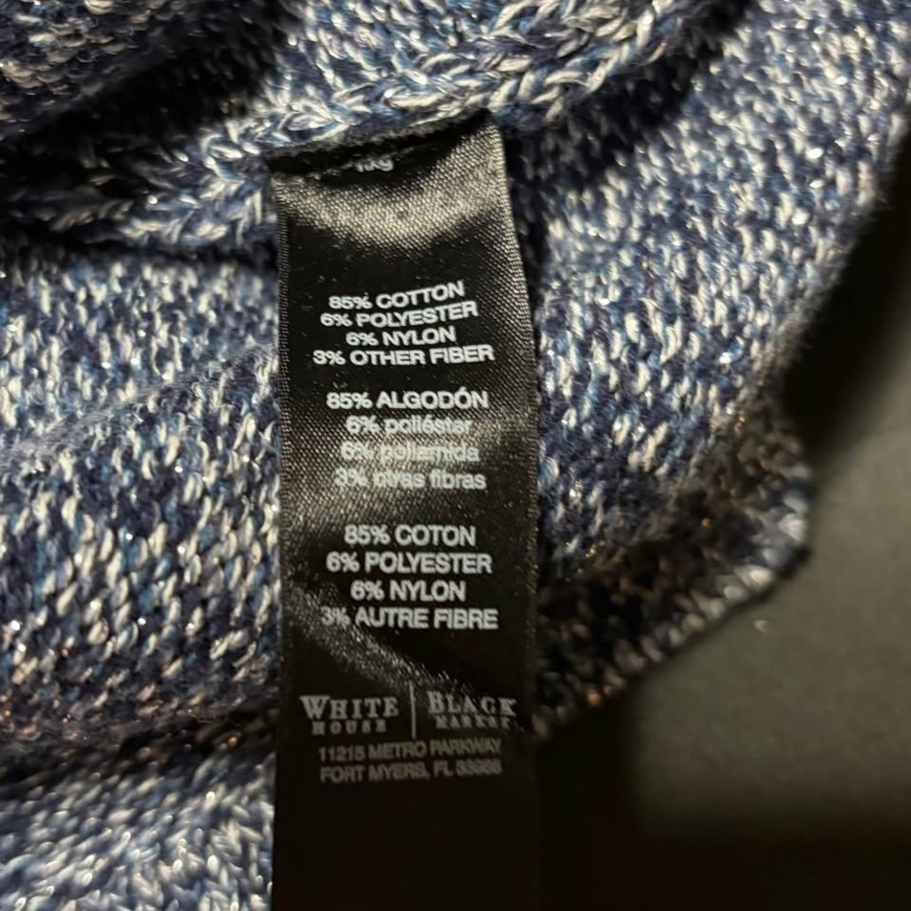 White House Black Market L Marled Knit Cowl Neck Sweater Blue Side Slits - Picture 4 of 8